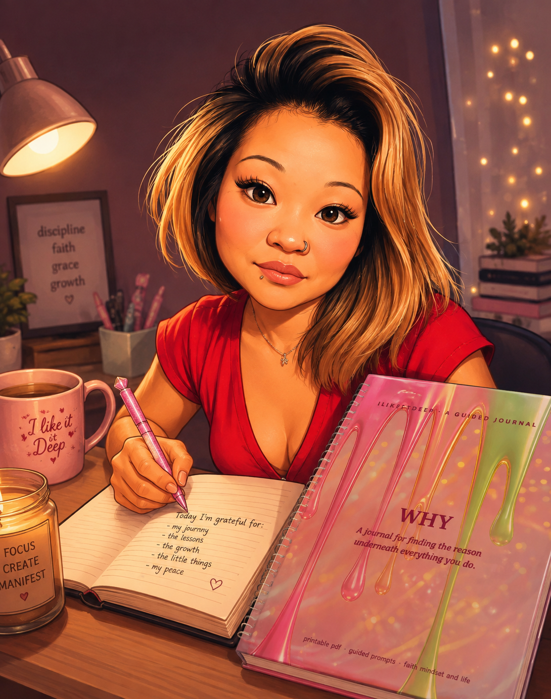 Woman journaling at her desk
