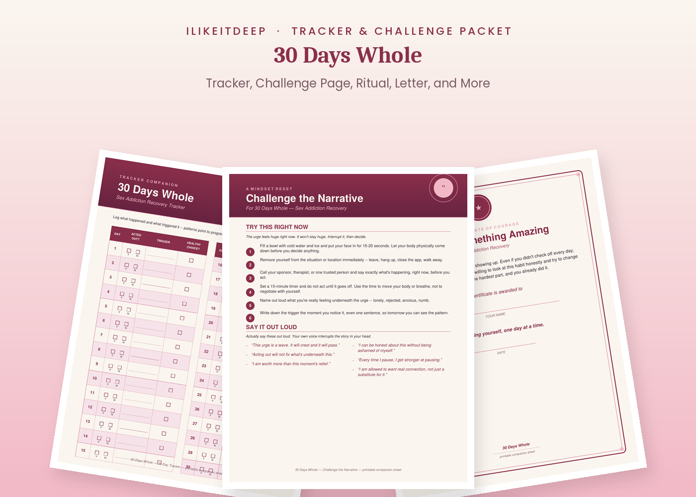 Preview of the 30-days-whole-packet tracker and challenge pages
